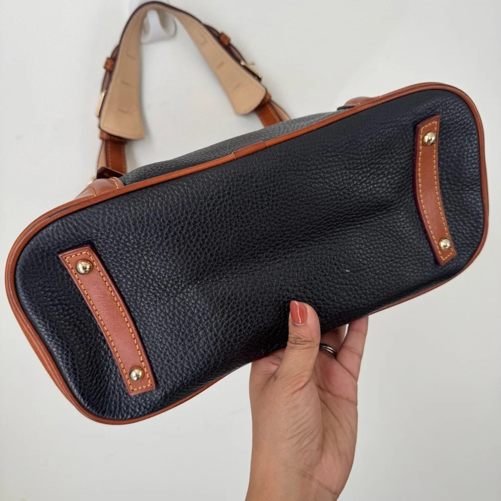 DOONEY & BOURKE Pebble Grain Leather Hobo Shoulder Handbag Tan Brown & Black